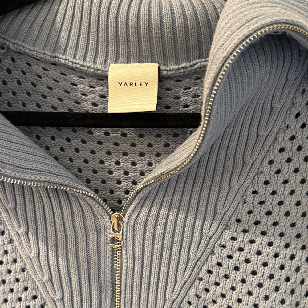 Varley Light Blue Knit Zip V-Neck Sweater Vest - Picture 2 of 4